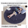 Karpet Bulu rasfur bulat empuk isi polyfoam ukuran diameter 100cm tebal 2,5cm  aesthetic mewah - Gambar 2