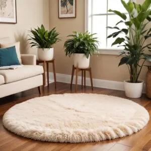 Karpet bulu bulat diameter 100 tebal 5.5cm isi busa Royal foam