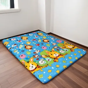 Kasur Lantai Ukuran 200x150cm Kasur Karpet Isi Busa Kuning Motif Bunga