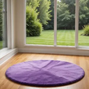 Karpet Bulu rasfur bulat empuk isi polyfoam ukuran diameter 120cm tebal 2,5cm  aesthetic mewah