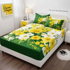 Sprei katun motif green tulips. aesthetic anti geser king size