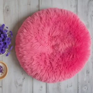 Alas Duduk Bulat NON ANTI SLIP bulu rasfur Diameter 40 cm isi busa 5cm