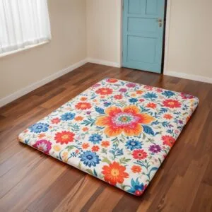 Kasur Karpet Lantai Motif Bunga Isi Busa Kuning 200x150cm